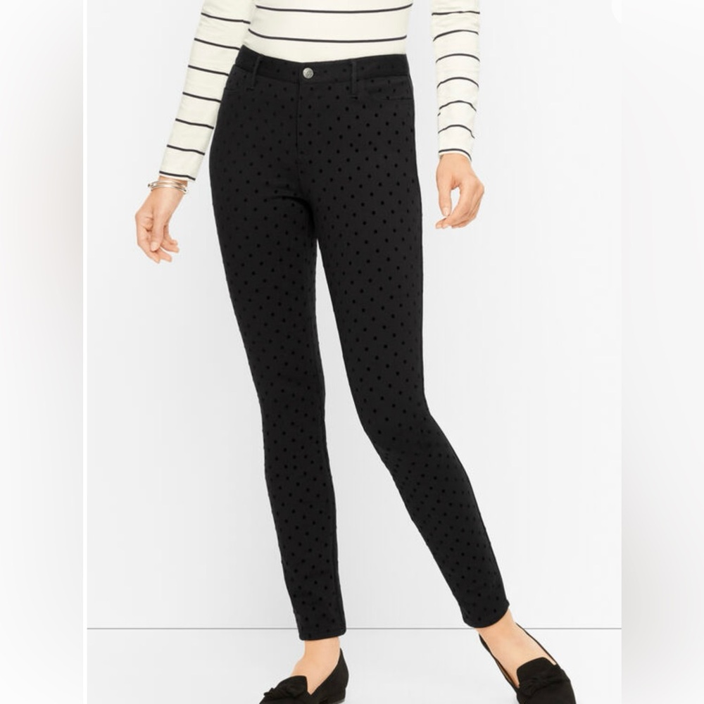 Talbots Soho 5-Pocket Black Polka Dot Slimming Jeggings Women’s Size 4 NWT